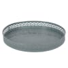 Round Blue Grey Textured Metal Tray